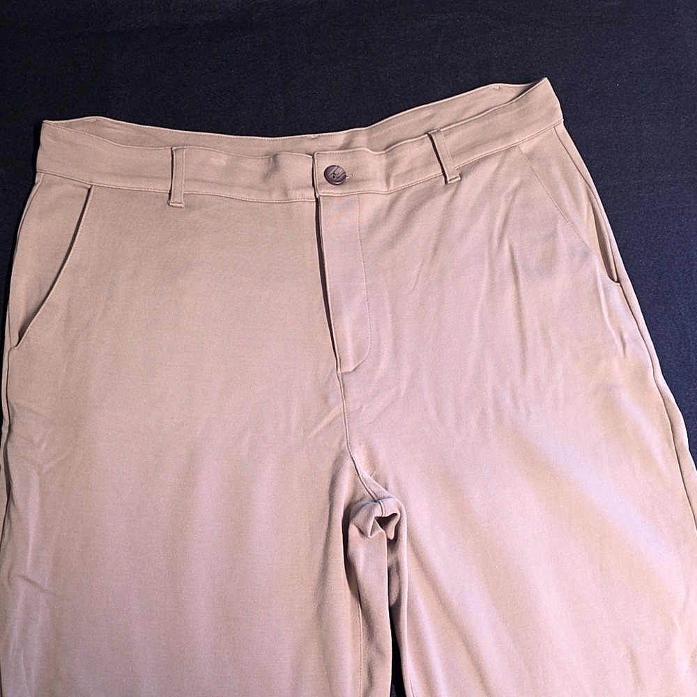True Classic Pants Men 38 Khaki Tan Stretch Straight Leg Flat Front Casual Work